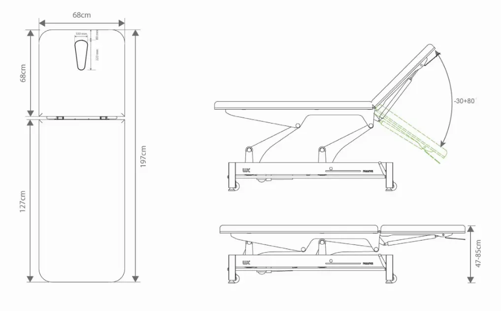 Łóżko kosmetyczne WEELKO® NUUNA SENSE do masażu i zabiegów kosmetycznych
