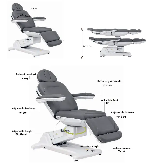 Fotel kosmetyczny WEELKO® SIMUS obrotowy 110° z funkcją ginekologiczną z pełno ruchomym zagłówkiem i sterowaniem nożnym AnyConv.com__simus