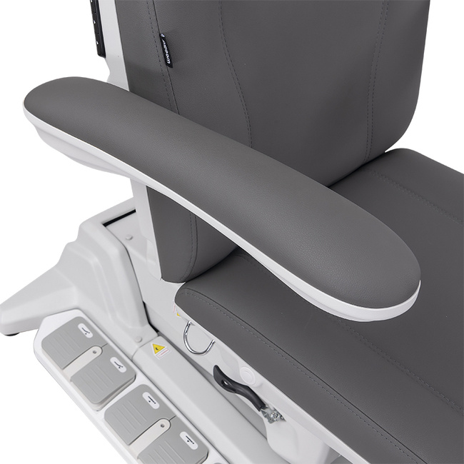 Fotel kosmetyczny WEELKO® SIMUS GYN PLUS obrotowy 110° z podpórkami ginekologicznymi, pełno ruchomym zagłówkiem i sterowaniem nożnym