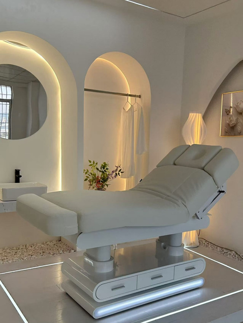 Leżanka kosmetyczna SPA WEELKO® POST z ULTRA KOMFORTOWYM grubym podgrzewanym materacem i szufladami w podstawie