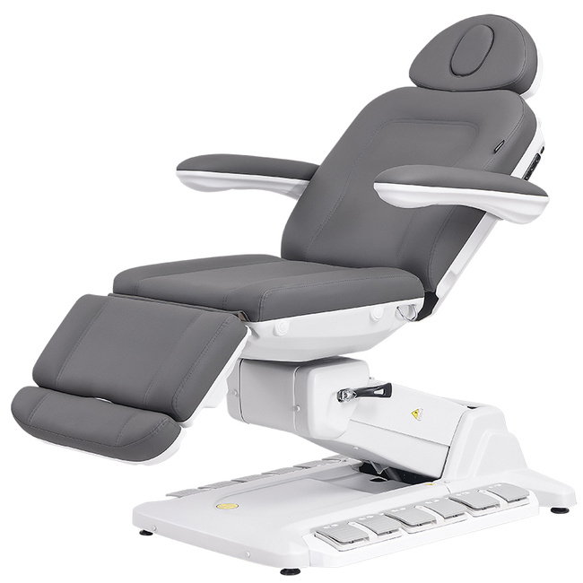 Fotel kosmetyczny WEELKO® SIMUS PLUS obrotowy 110° z pełno ruchomym zagłówkiem i odpinanym sterownikiem nożnym