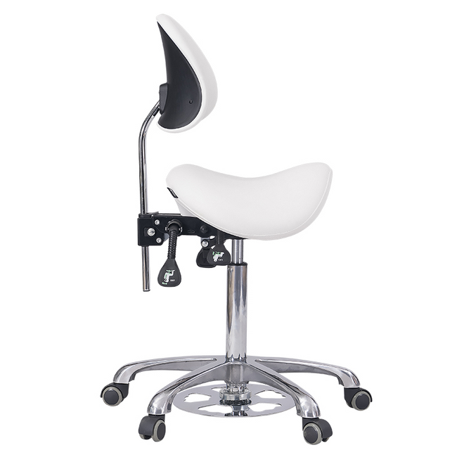 Taboret kosmetyczny WEELKO® NOBLE FEEL ze sterowaniem ręcznym i nożnym