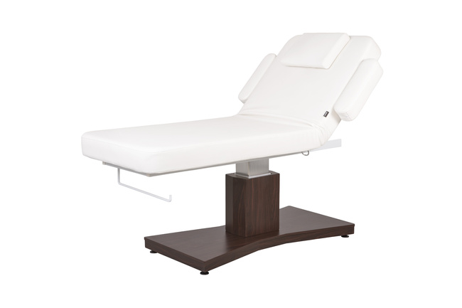 Leżanka kosmetyczna WEELKO® GOID z białym materacem i brązową podstawą
