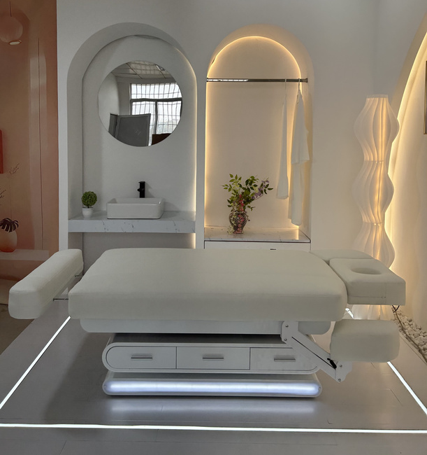 Leżanka kosmetyczna SPA WEELKO® POST z ULTRA KOMFORTOWYM grubym podgrzewanym materacem i szufladami w podstawie