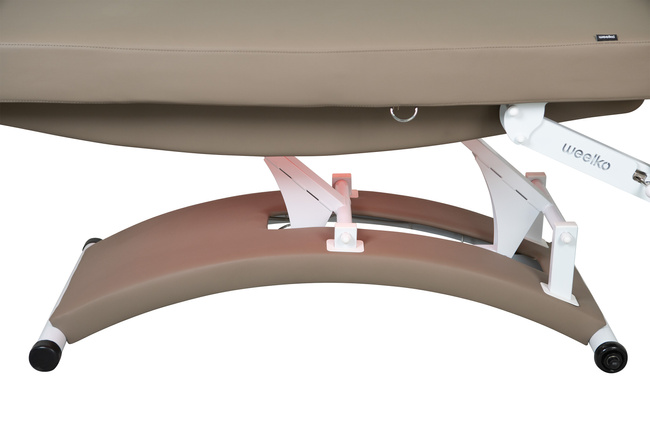 Leżanka kosmetyczna WEELKO® TAL z podgrzewanym materacem COMFY,  podświetlaną podstawą LED ze sterowaniem pilotem i panelem LCD z tapicerką w kolorze beżu