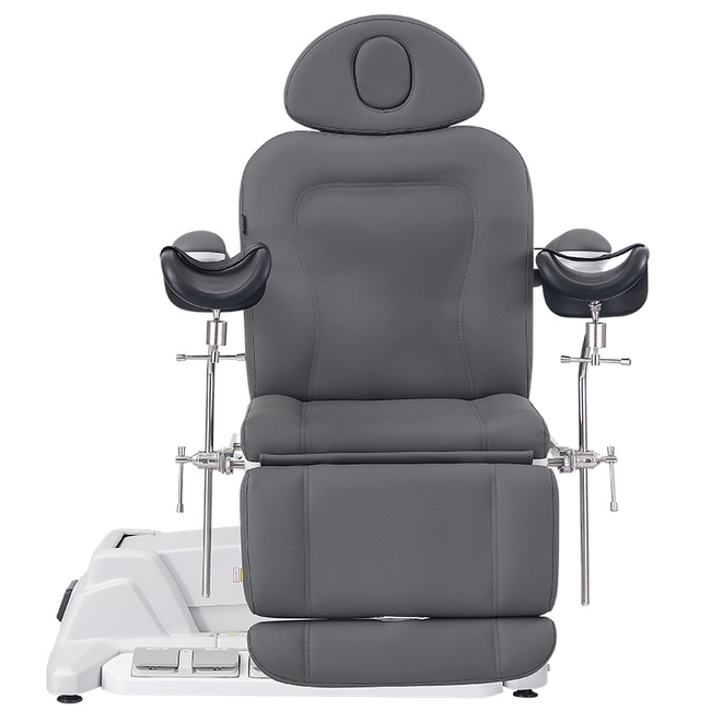 Fotel kosmetyczny WEELKO® SIMUS obrotowy 110° z podpórkami ginekologicznymi i pełno ruchomym zagłówkiem i sterowaniem nożnym