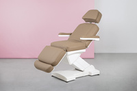 Fotel kosmetyczny WEELKO® RICLE elektryczny z podgrzewanym i ULTRA WYGODNYM GRUBYM materacem w kolorze brązowym