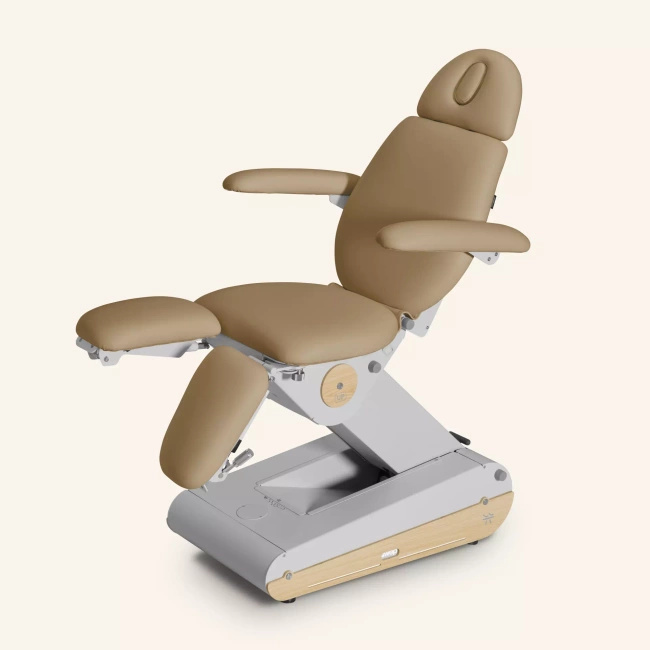 Fotel podologiczny NAGGURA® SWOP P3 UP podświetlany z podgrzewanym materacem i tapicerką Naggura® Skin | podnóżki regulowane góra-dół, przód-tył, na boki o 90° | 3 kolory | Fotel do pedicure wysokiego unoszenia