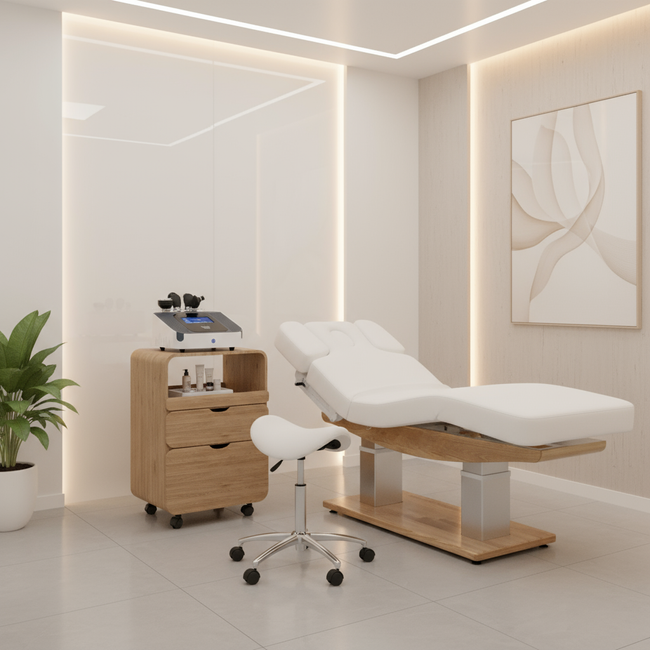 Łóżko kosmetyczne SPA WEELKO® TROCH SMART z podgrzewanym materacem COMFY z pilotem i panelem LCD