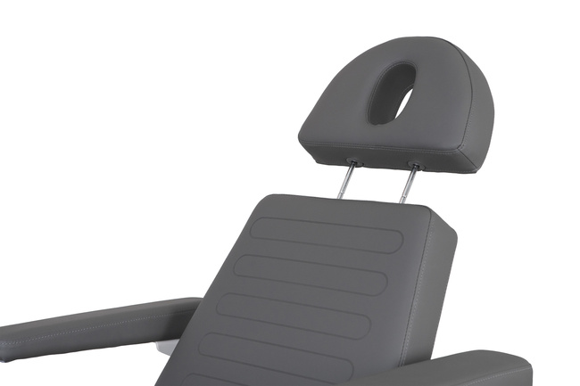 Fotel kosmetyczny WEELKO® B-LIGHT 502 elektryczny z ciemno szarą tapicerką i pilotem