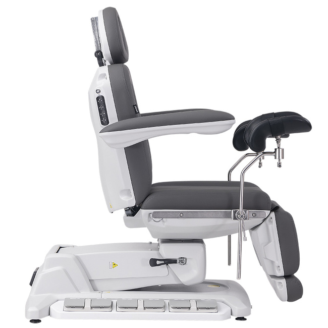 Fotel kosmetyczny WEELKO® SIMUS GYN PLUS obrotowy 110° z podpórkami ginekologicznymi, pełno ruchomym zagłówkiem i sterowaniem nożnym