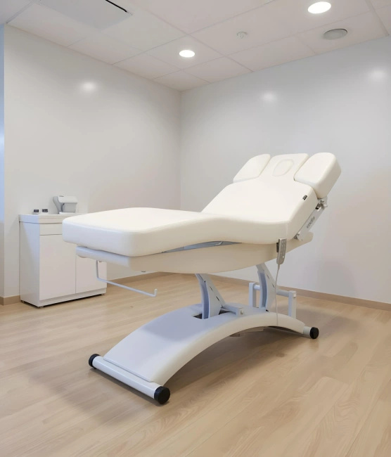 Łóżko kosmetyczne SPA WEELKO® TAL do masażu z podgrzewanym KOMFORTOWYM materacem, podświetlaną podstawą sterowaną pilotem i panelem LCD