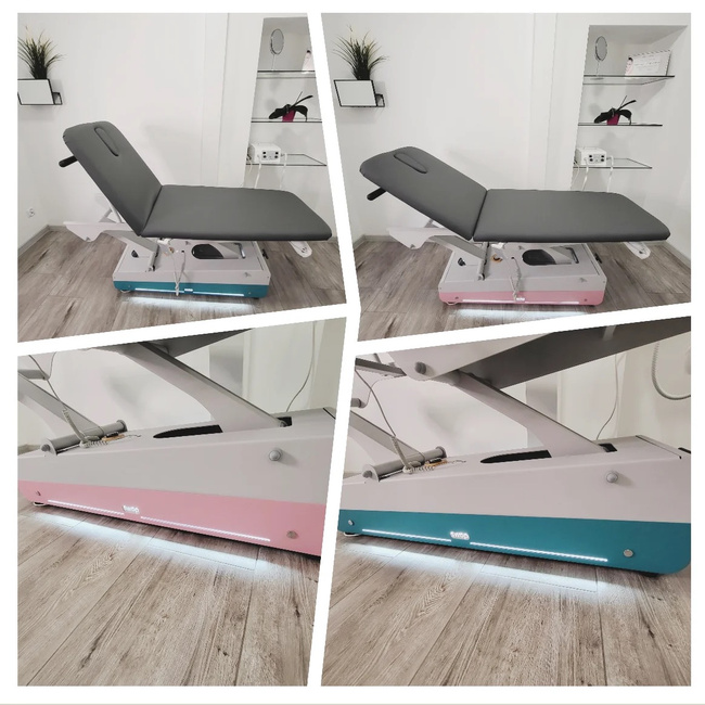 Leżanka kosmetyczna NAGGURA® SWOP 2L STARTER MASSAGE | Łóżko do fizykoterapii z pilotem i bezszwową tapicerką z technologią Permablok 3© odporną na bakterie, plamy i UV 