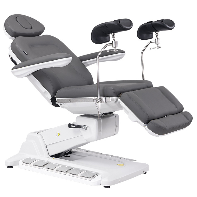 Fotel kosmetyczny WEELKO® SIMUS obrotowy 110° z funkcją ginekologiczną z pełno ruchomym zagłówkiem i sterowaniem nożnym