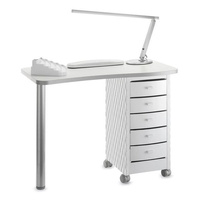  Stolik do manicure DECOR 264 z lampką, pufką i stojakiem na lakiery - z pochłaniaczem pyłu
