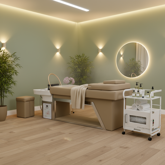 Myjnia do masażu głowy MUDI by WEELKO® AIKA SPA z koloroterapią | Myjka trychologiczna HEAD SPA