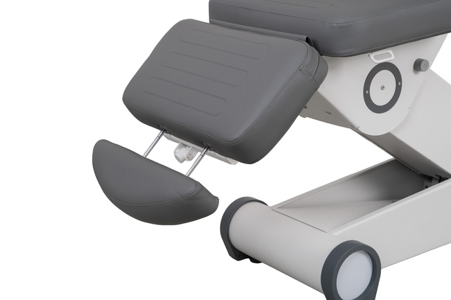 Fotel kosmetyczny WEELKO® B-LIGHT 502 elektryczny z ciemno szarą tapicerką i pilotem
