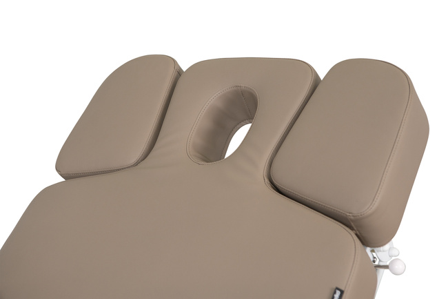 Leżanka kosmetyczna WEELKO® TAL z podgrzewanym materacem COMFY,  podświetlaną podstawą LED ze sterowaniem pilotem i panelem LCD z tapicerką w kolorze beżu