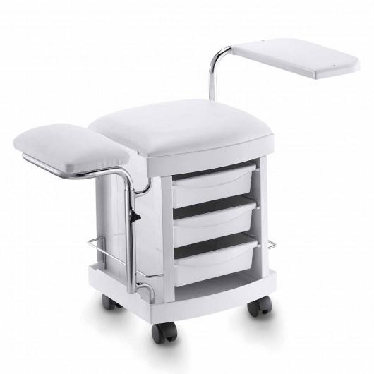 Taboret kosmetyczny ARTECNO® PEDI MASTER | Pomocnik kosmetyczny z szufladami do manicure i pedicure