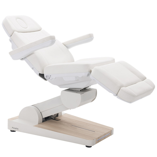 Fotel kosmetyczny WEELKO® NUUNA® CARE 4 z pełno ruchomym zagłówkiem i podświetlaną podstawą