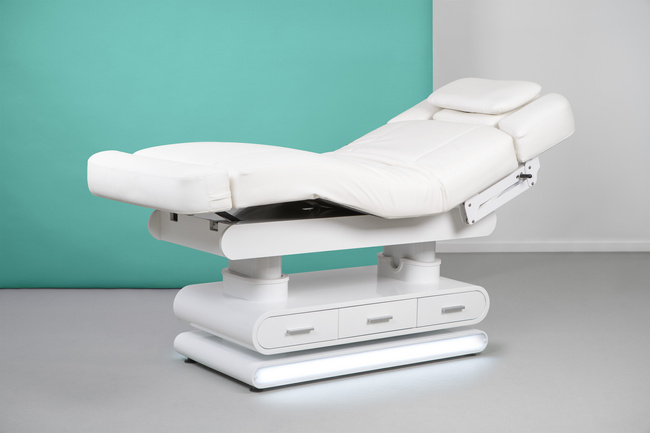 Leżanka kosmetyczna SPA WEELKO® POST z ULTRA KOMFORTOWYM grubym podgrzewanym materacem i szufladami w podstawie