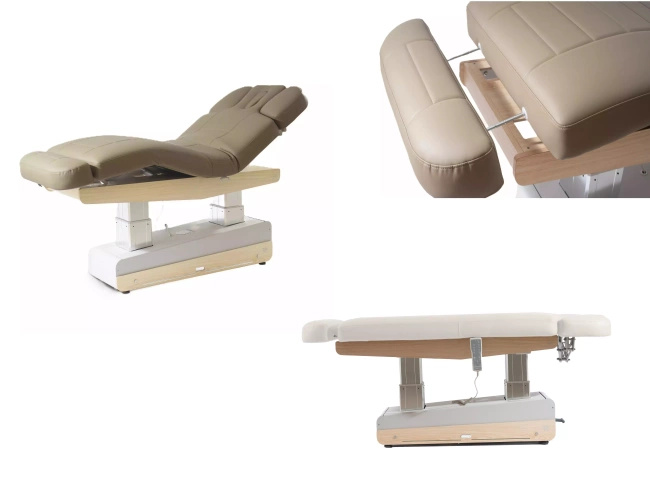 Łóżko kosmetyczne SPA NAGGURA® SWOP S4 GR z podgrzewaniem, tapicerką SOFT PU i podłokietnikami TwinLift®  | gruby i szeroki materac z pianką MEMORY