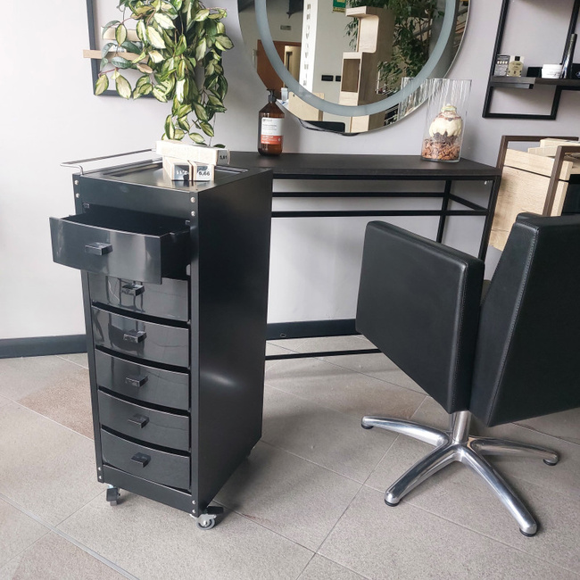 Wózek fryzjerski ARTECNO® METEX z uchwytem na suszarkę i ręcznik