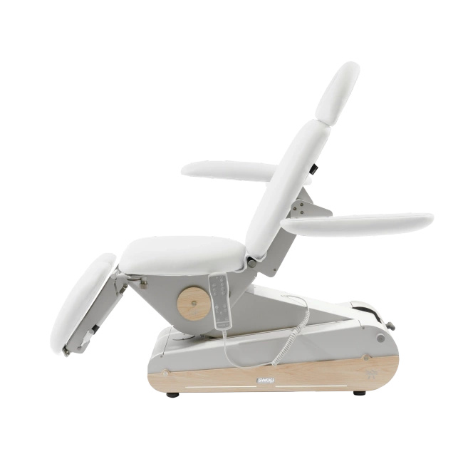 Fotel podologiczny NAGGURA® SWOP P3 UP podświetlany z podgrzewanym materacem i tapicerką Naggura® Skin | podnóżki regulowane góra-dół, przód-tył, na boki o 90° | 3 kolory | Fotel do pedicure wysokiego unoszenia