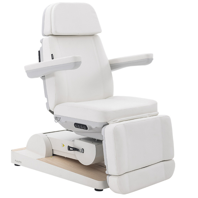 Fotel kosmetyczny WEELKO® NUUNA® CARE 4 PLUS obrotowy 180° z pełno ruchomym zagłówkiem i podświetleniem | bez lub z podgrzewanym materacem