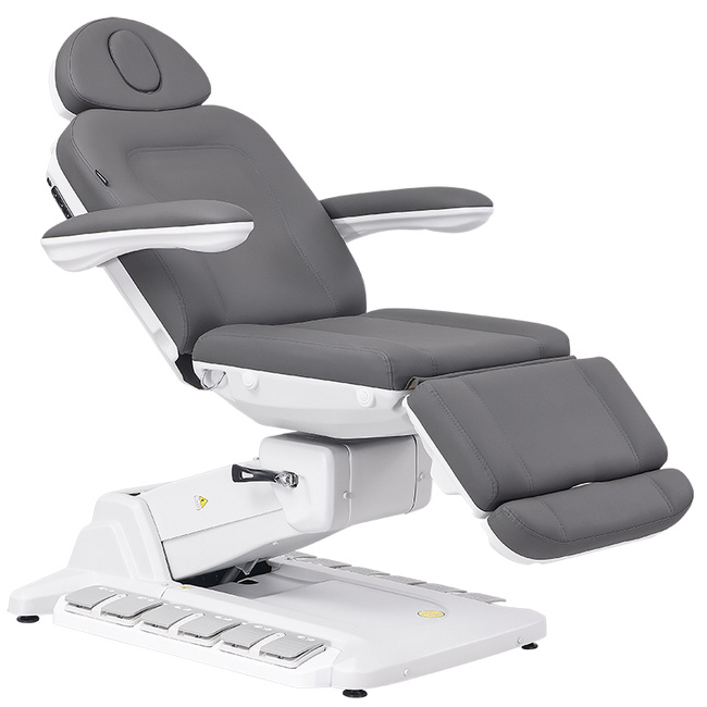 Fotel kosmetyczny WEELKO® SIMUS obrotowy 110° z podpórkami ginekologicznymi i pełno ruchomym zagłówkiem i sterowaniem nożnym