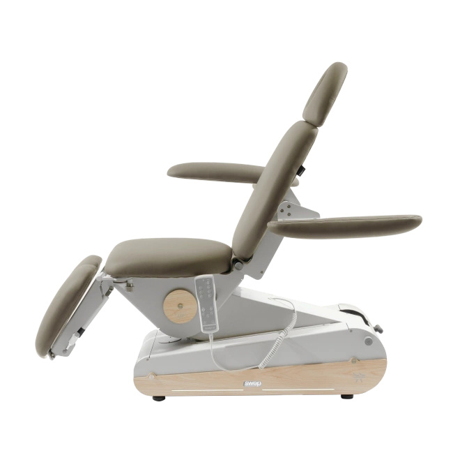 Fotel podologiczny NAGGURA® SWOP P3 UP podświetlany z podgrzewanym materacem i tapicerką Naggura® Skin | podnóżki regulowane góra-dół, przód-tył, na boki o 90° | 3 kolory | Fotel do pedicure wysokiego unoszenia