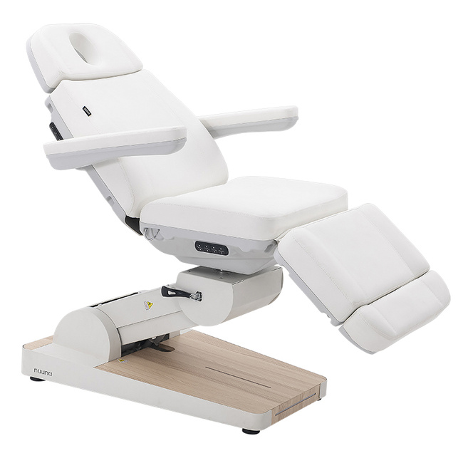 Fotel kosmetyczny WEELKO® NUUNA® CARE 4 PLUS obrotowy 180° z pełno ruchomym zagłówkiem i podświetleniem | bez lub z podgrzewanym materacem
