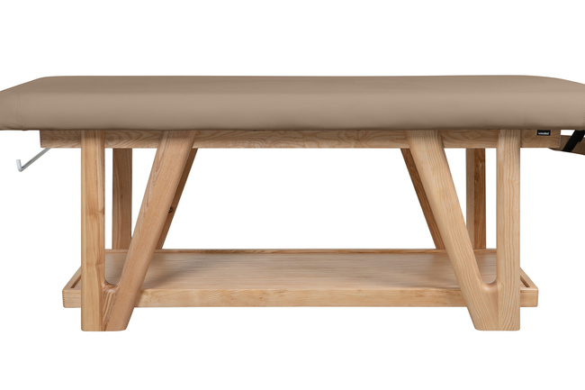 Łóżko do masażu WEELKO® ROOTS z bezową tapicerką