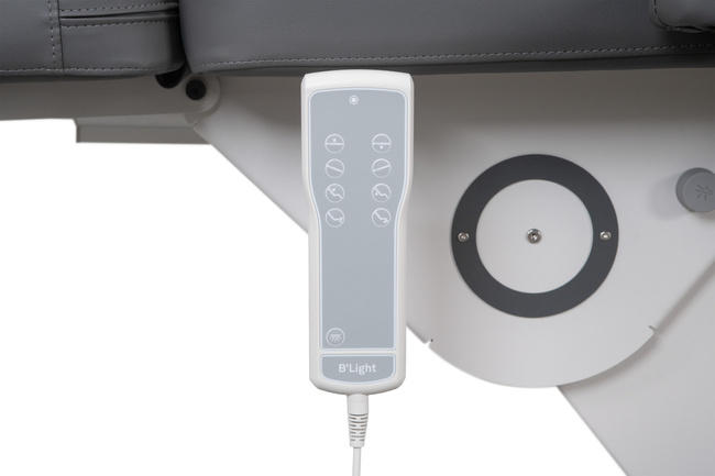 Fotel kosmetyczny WEELKO® B-LIGHT 502 elektryczny z ciemno szarą tapicerką i pilotem
