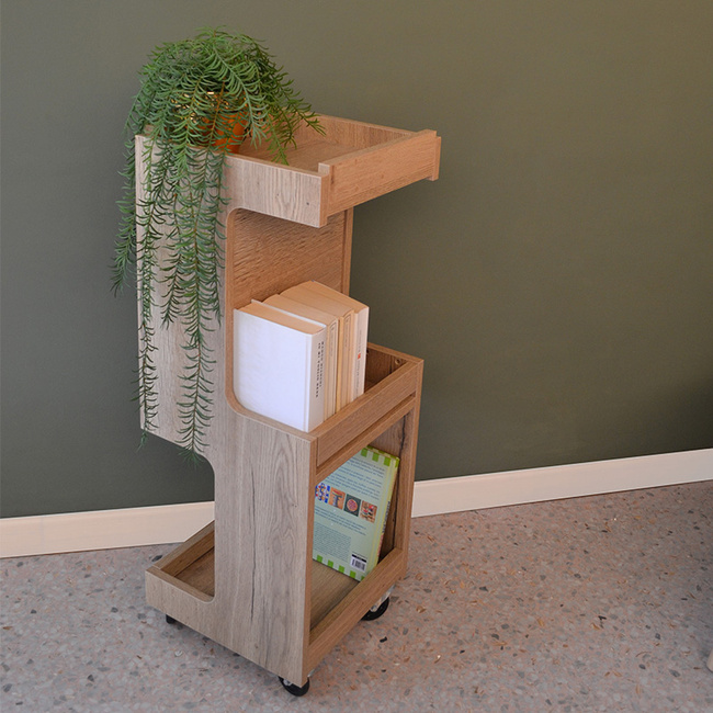 Stolik fryzjerski ARTECNO® ESSE z drewna | Mebel 3w1 ESPOZYTOR & POMOCNIK & STOLIK KAWOWY | ECO LINE