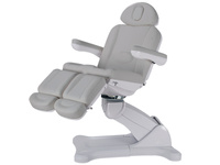 Fotel podologiczny MEDIZIO EDERA E3 z pilotem ręcznym i nożnym i srebrną tapicerką