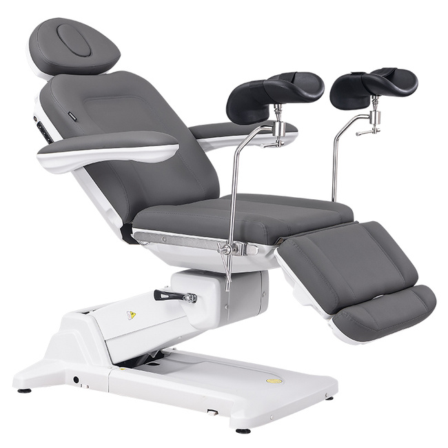 Fotel kosmetyczny WEELKO® SIMUS GYN PLUS obrotowy 110° z podpórkami ginekologicznymi, pełno ruchomym zagłówkiem i sterowaniem nożnym